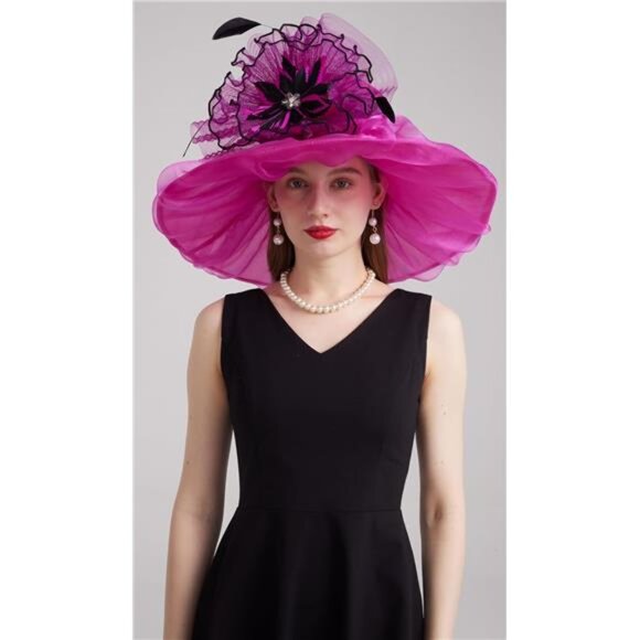 Women's Kentucky Derby Church Dress Hat Stylef-rose - Picture 5 of 7
